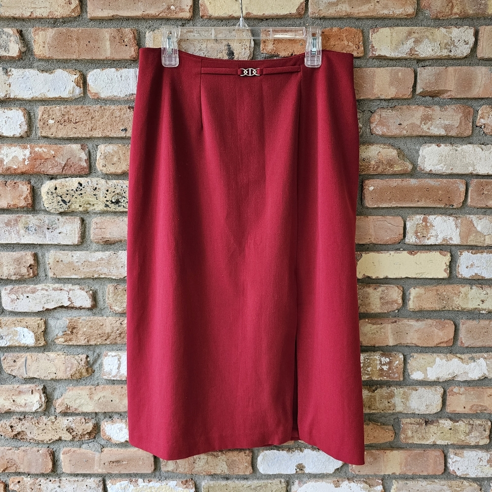 Vintage Laura Scott Red A-Line Midi Skirt